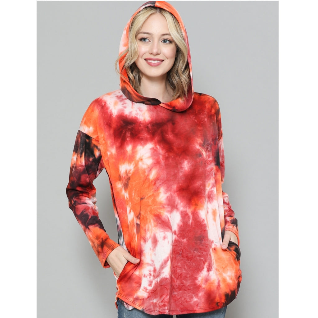 Red and white tie dye hoodie new arrivals