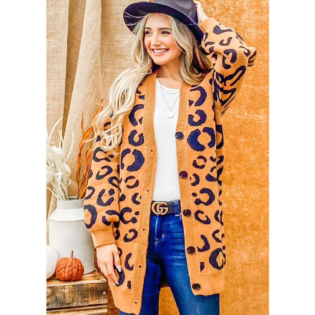 Animal print cardigan sweater best sale