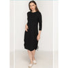 Black Ruched Ribbed Dress