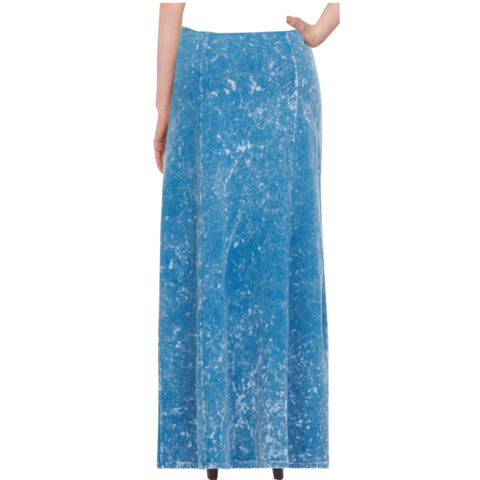 Mineral Wash Long Skirt: Light Blue