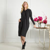 Black Carrie Rib Knit Hoodie Dress