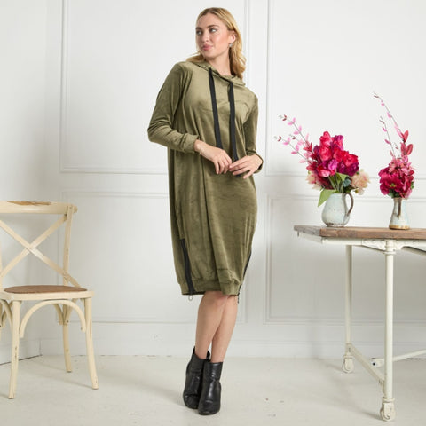 Lori Velvet Cocoon Dress Olive