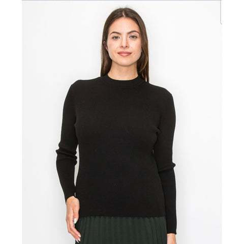 Solid Black Mockneck