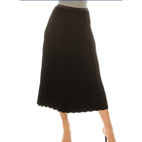 Black Pleated Suede Skirt