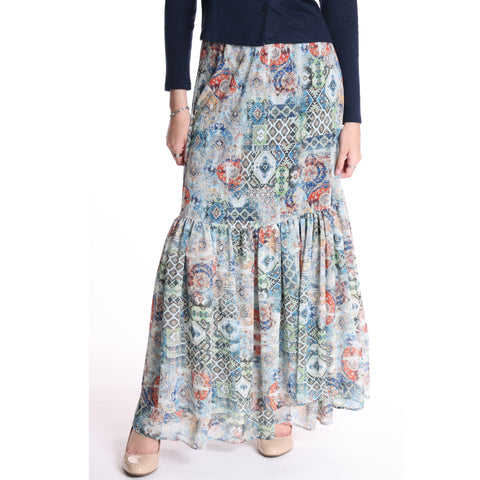 Mesh Multi Color Paisley Pinto Skirt