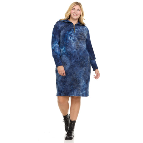 Plus Bonnie Dress Navy Tye Dye