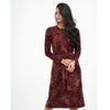 Maroon Floral Velvet Loose Basic Dress by DF