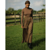 Taupe Knit Contrast Fabric Maxi Dress