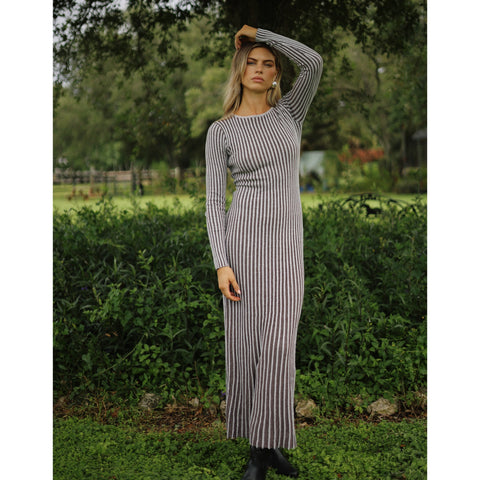 Ribbed Two Toned Cable Knit Dress