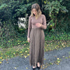 Taupe Knit Contrast Fabric Maxi Dress