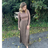 Taupe Knit Contrast Fabric Maxi Dress