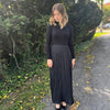 Black Knit Contrast Fabric Maxi Dress