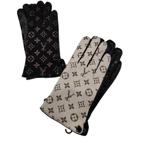 LV Inspired Leather Gloves