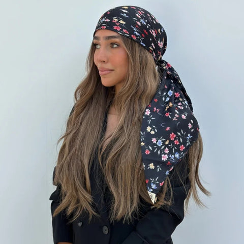 Black Vibrant Floral SB Headscarf