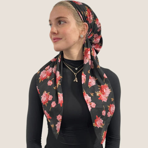 Rosey Peony Headscarf by Valeri Many Styles