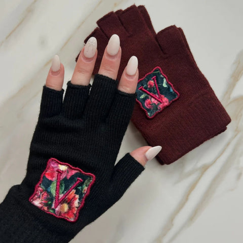 Fleur Logo Fingerless Gloves By Valeri