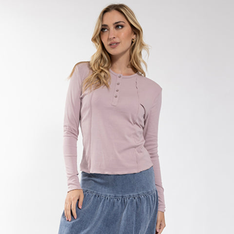 Outside Seam Henley Lilac