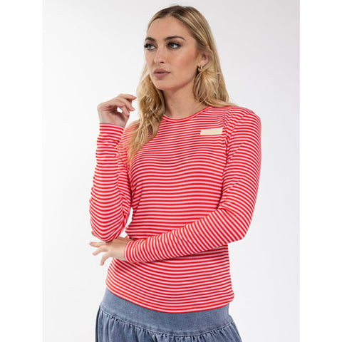 Pink Basic Stripe Tee