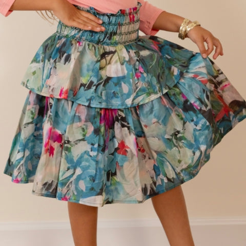 Tropical Smocked Ruffle Skirt