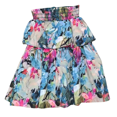 Tropical Smocked Ruffle Skirt