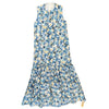 Sleeveless Ruffle Bottom Maxi Dress Blue Floral