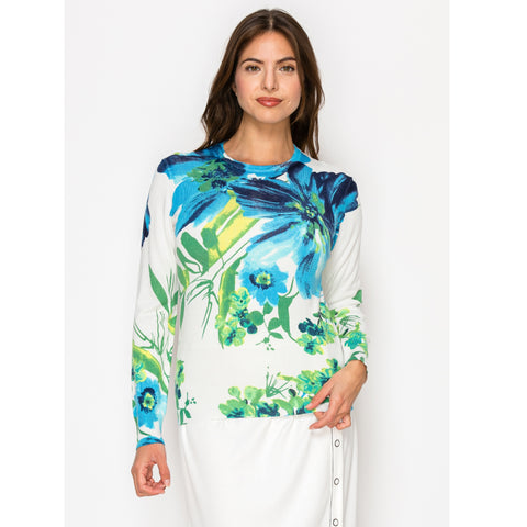 Vivid Blue Flower Sweater