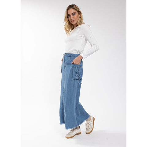 Pulley Pocket Skirt Denim