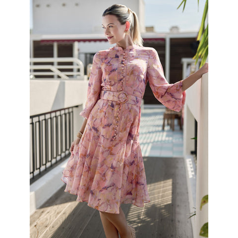 Sophie Dress Chiffon Pastel Floral Adina LV