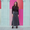 June Black Denim Skirt