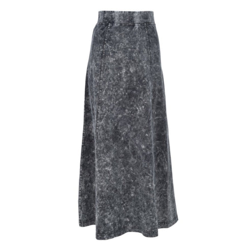 Mineral Wash Long Skirt Black