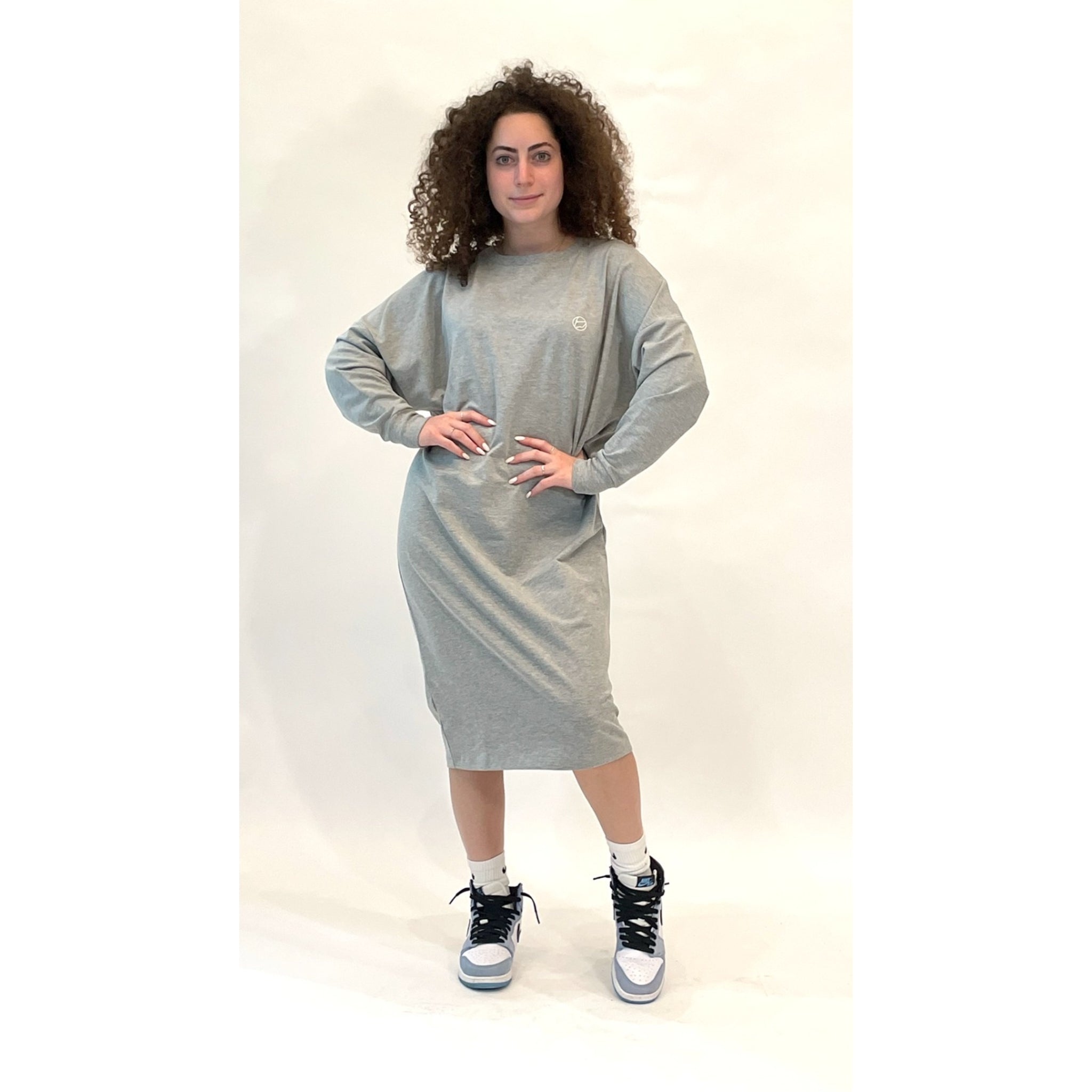 Heather Grey Logo Sweatshirt Dress by Mikah – The Mimi Boutique