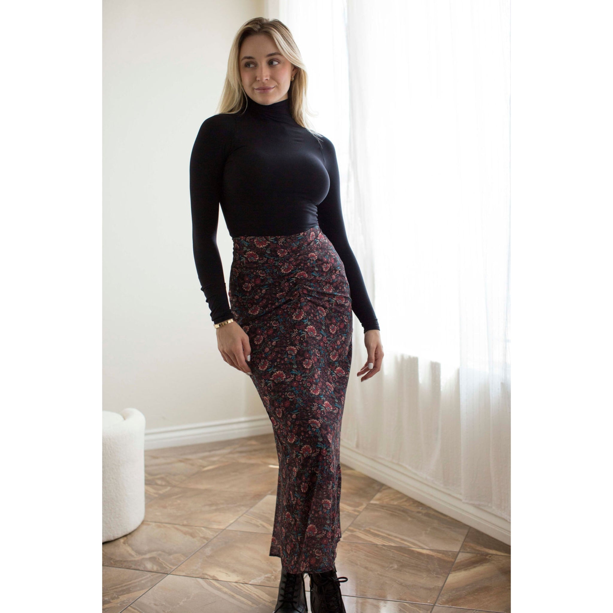 Black zebra print clearance coated stretch joni skirt