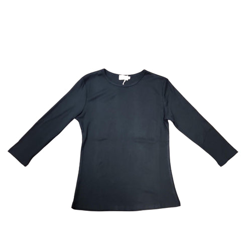 Black Micro Ribbed Crew Neck Tee