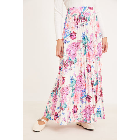 Pretty Pink Floral Pleated Skirt by OC