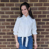 White Satin Tie Blouse