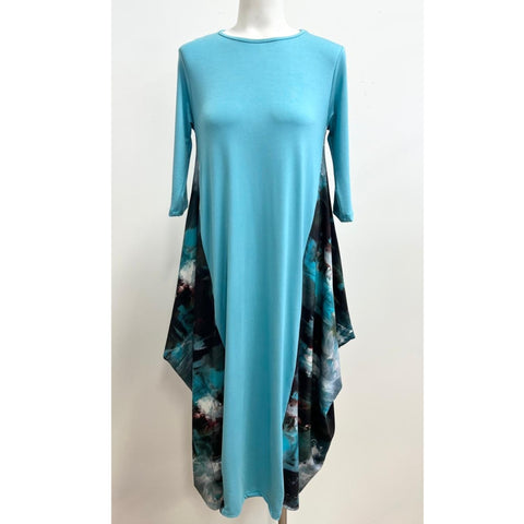 Georgiana Dress Teal Abstract Insert