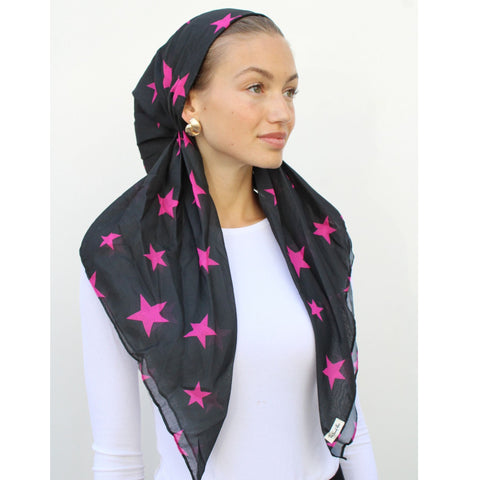 Hot Pink Stars Headscarf SB