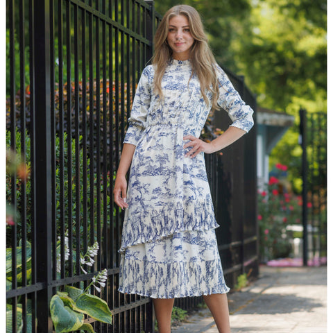 Navy Toile Dress