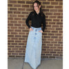 Blue Wash Denim Maxi Skirt by Ivee