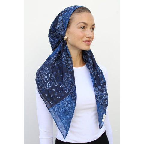 Blue Paisley Patchwork Headscarf SB