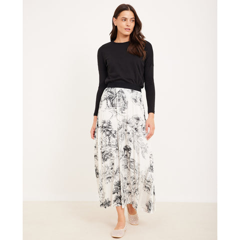 White & Black Painting Pleated Skirt  OC