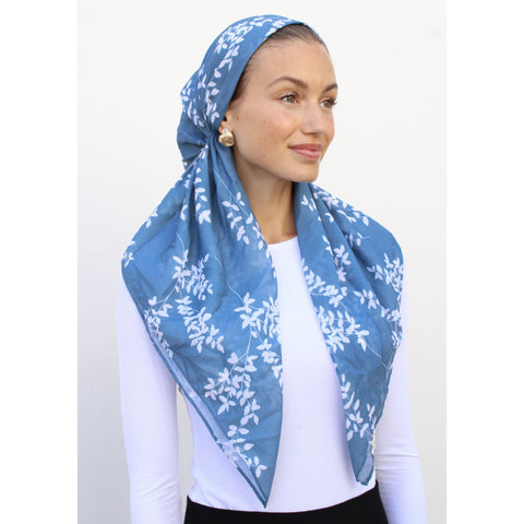 Slate Blue Branches Headscarf SB