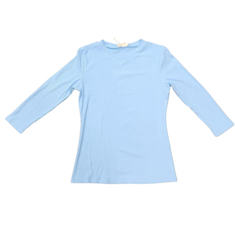 Ice Blue Micro Ribbed V-Neck Tee