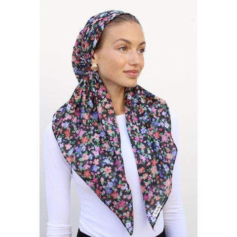 Black Blooming Meadow Headscarf SB